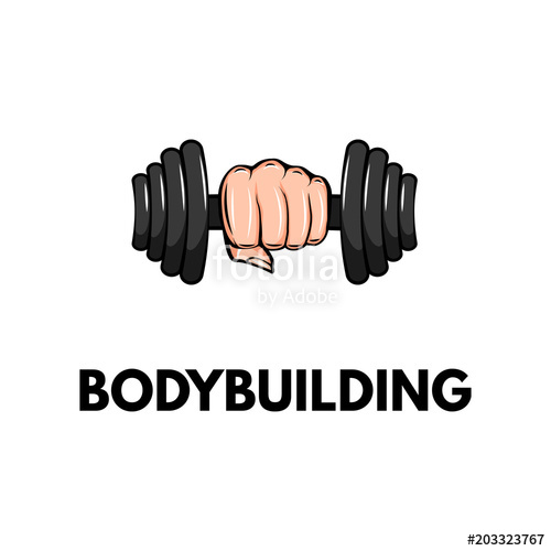 500x500 Dumbbell Icon, Hand Bodybuilding Logo Label Badge Fist Holding