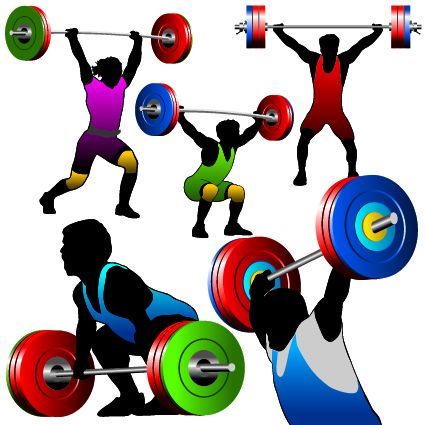 425x425 Weightlifting Silhouettes Vector Free Download
