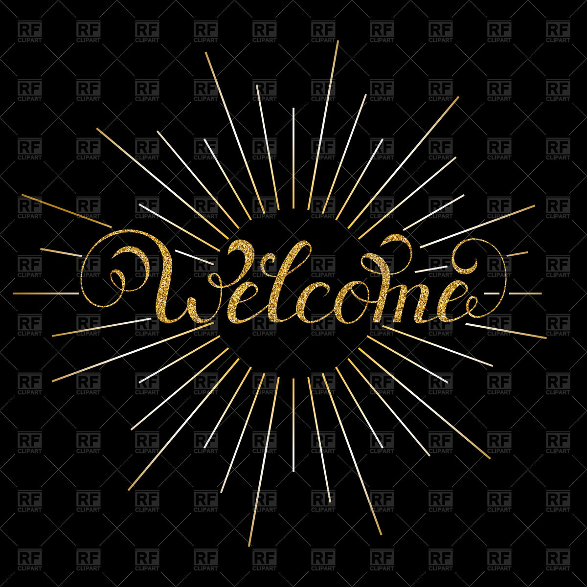 1200x1200 Welcome Inscription With Rays On Black Background Vector Image
