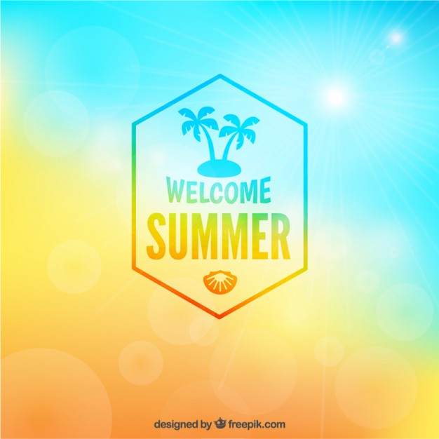 626x626 Welcome Summer Badge On Blurry Background Vector Free Download