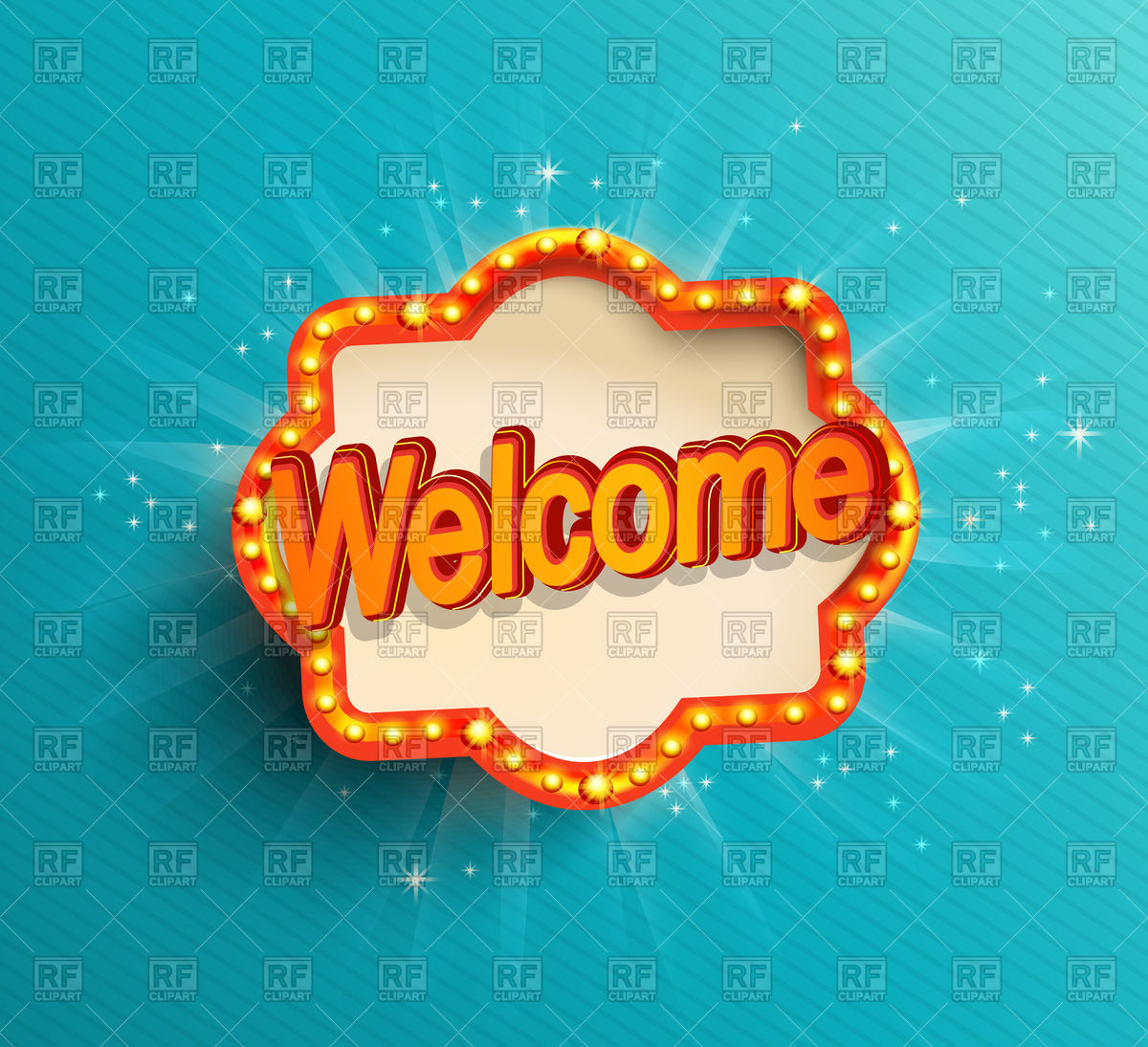 1200x1095 Shining Light Frame With Welcome Lettering On Blue Background