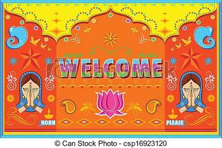 450x301 Vector Illustration Of Welcome Background In Indian Truck Paint