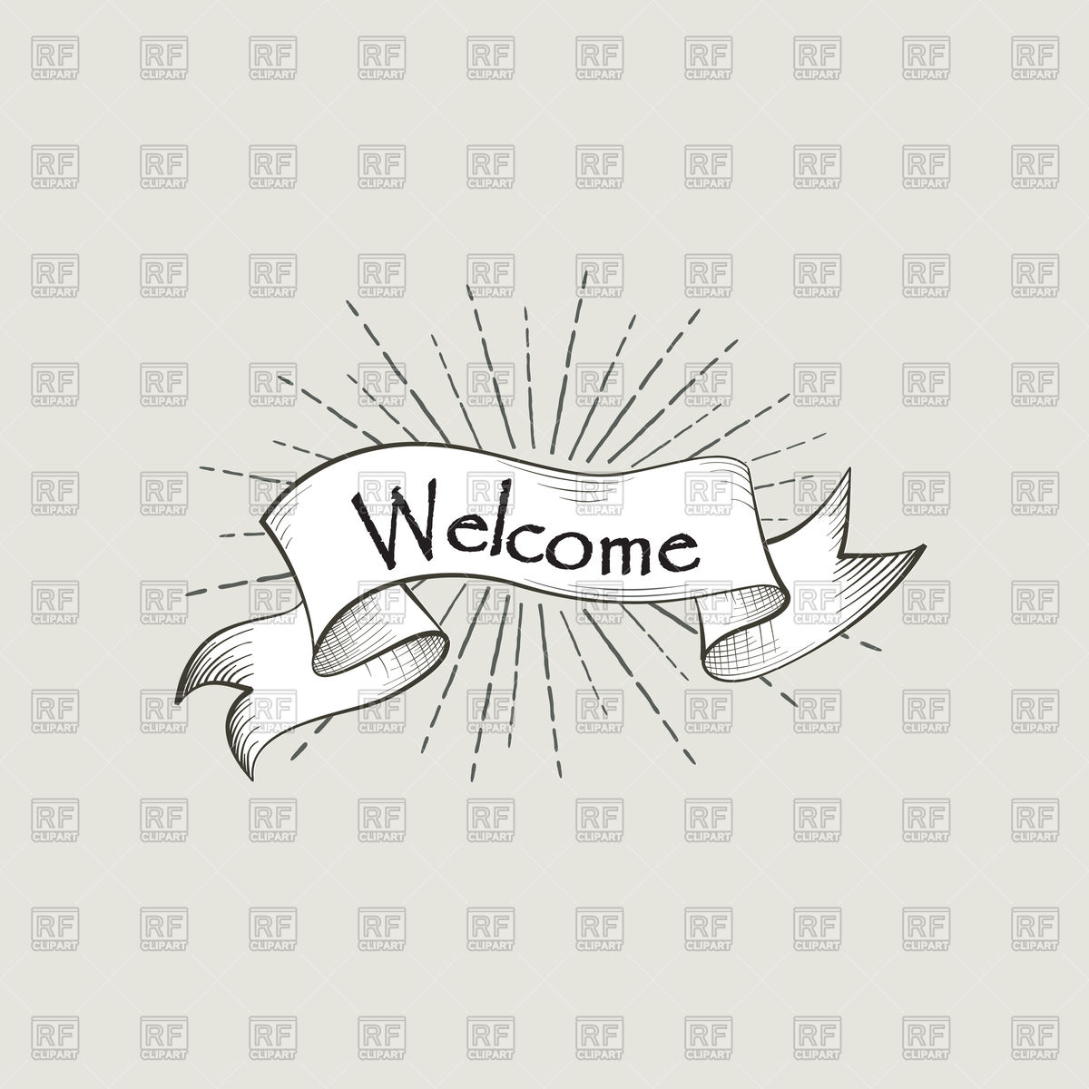 Welcome Lettering On Wavy Banner For Shop, Cafe Vector Image 1200x1200 Welcome Lettering On Wavy Banner For Shop, Cafe Vector Image