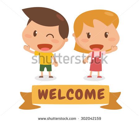 450x395 Kids In Action Welcome Flat Character Design Vector