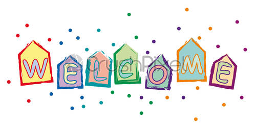 500x253 Vector Text Welcome Home, School And Residence, Stock Vector