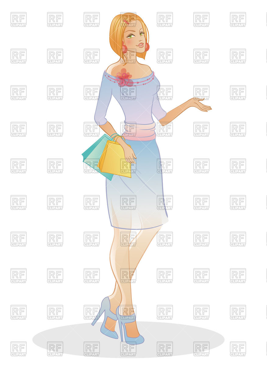 Elegant Woman With Bag Makes Welcome Gesture Vector Image 876x1200 Elegant Woman With Bag Makes Welcome Gesture Vector Image