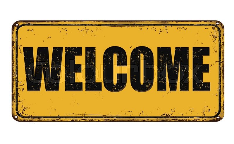 800x493 Welcome On Yellow Vintage Rusty Metal Stock Vector Colourbox