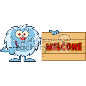 300x300 Cute Little Yeti Cartoon Mascot Character Pointing To A Welcome