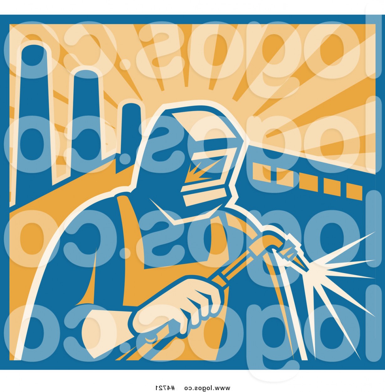 1228x1252 Royalty Free Clip Art Vector Logo Of A Welder Using A Torch