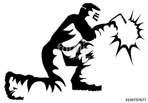 500x349 Welder Welding Kneeling Black White Drawing Stock Image