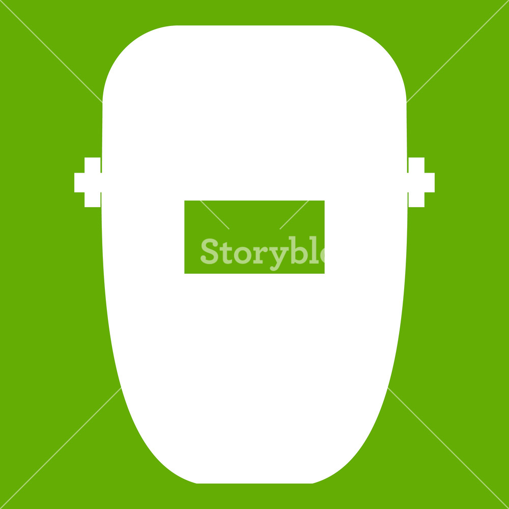 1000x1000 Welding Mask Icon White Isolated On Green Background Vector