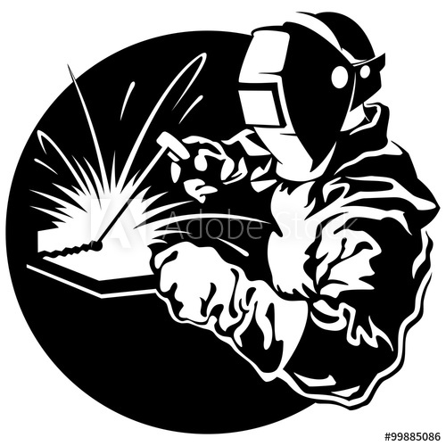 Welder Working In The Mask In The Weld Metal Sparks Vector Illus 500x500 Welder Working In The Mask In The Weld Metal Sparks Vector Illus