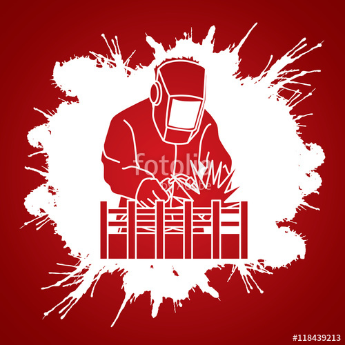 500x500 Welding With Sparks Designed On Splatter Ink Background Graphic