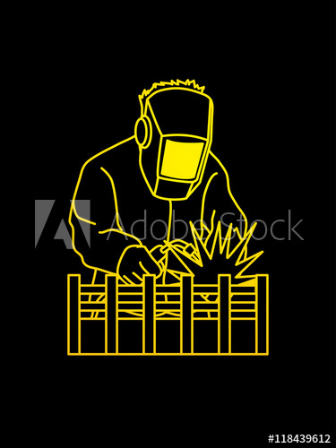 375x500 Welding With Sparks Outline Graphic Vector