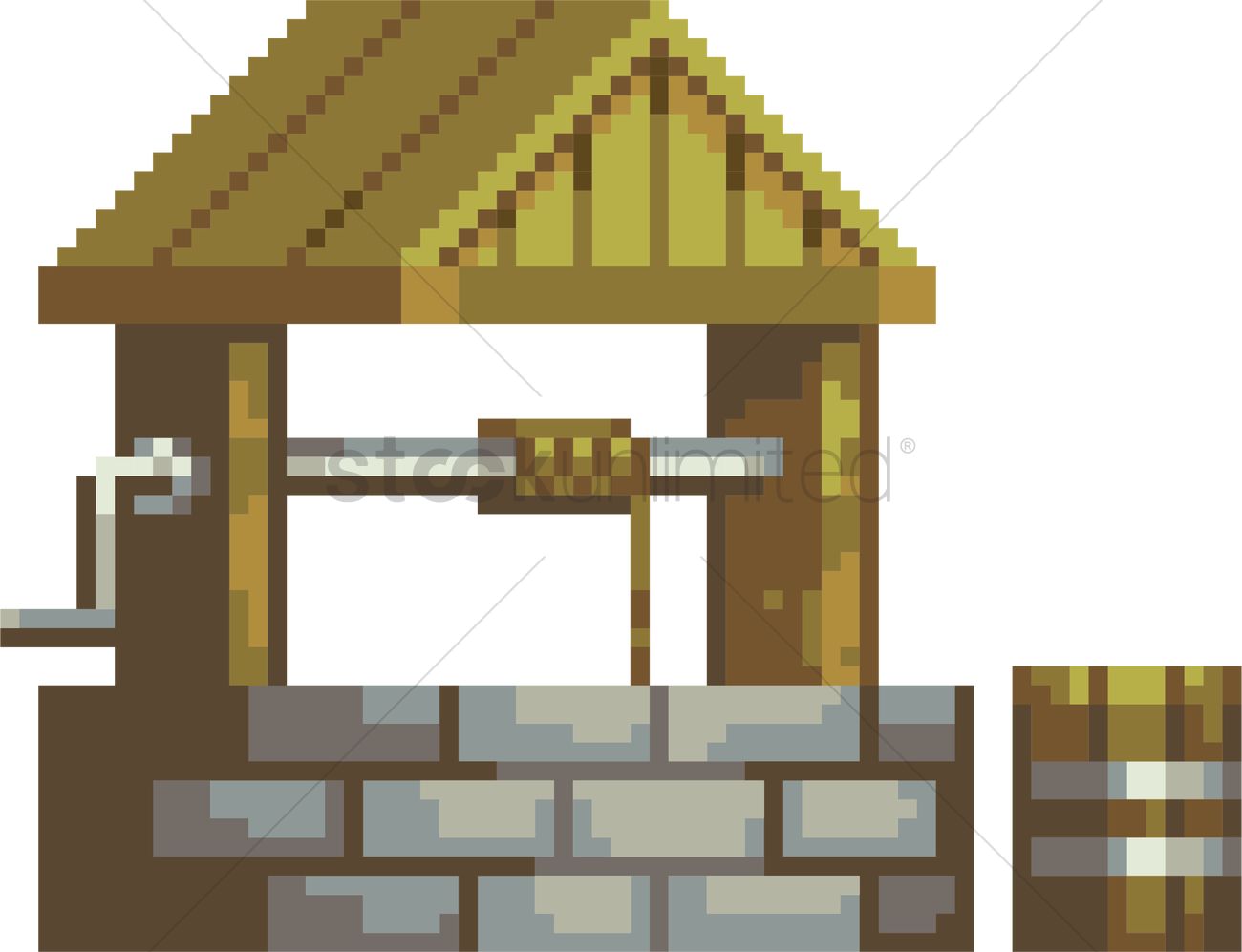 1300x997 Pixel Water Well Vector Image