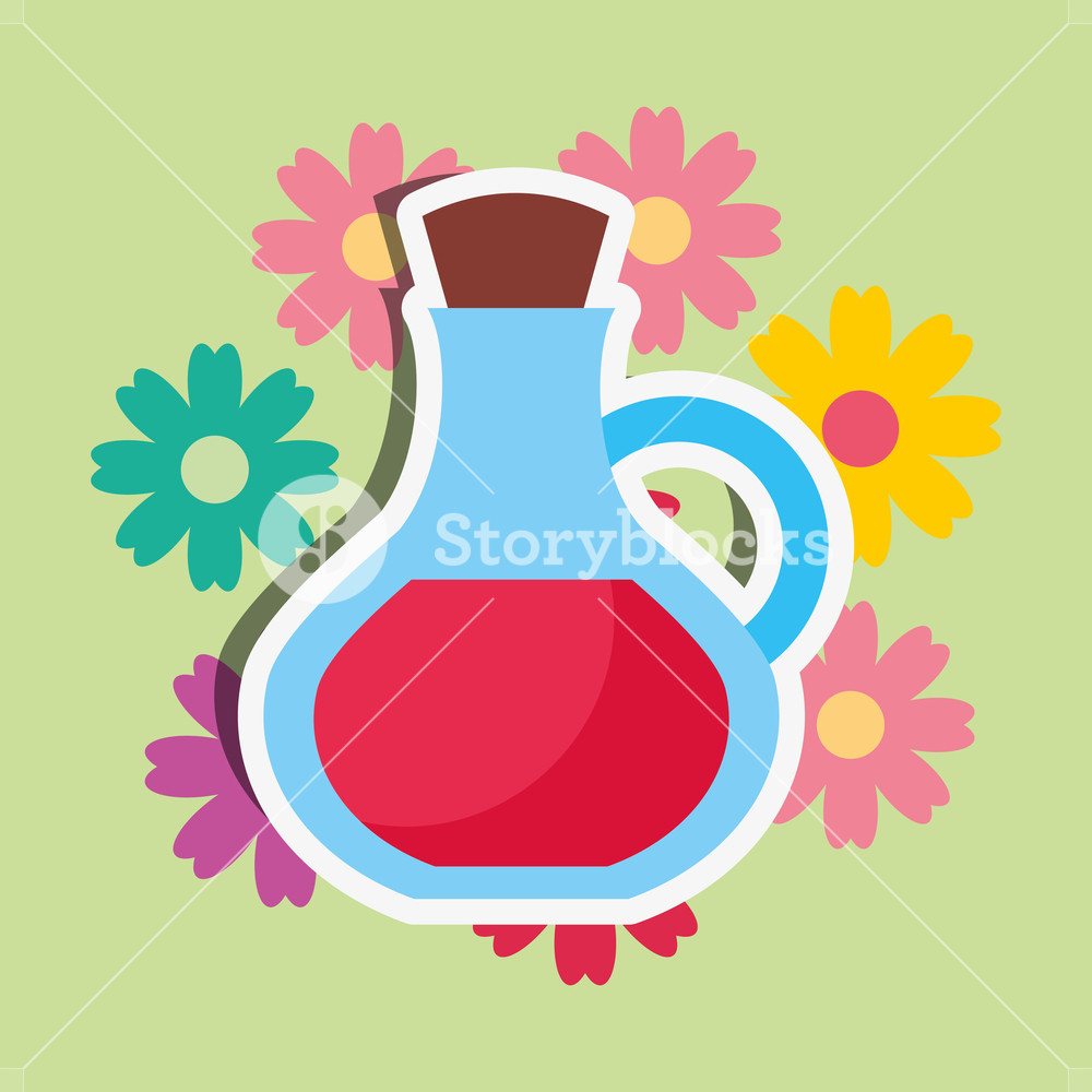 1000x1000 Essential Massage Lotion Floral Spa Wellness Vector Illustration