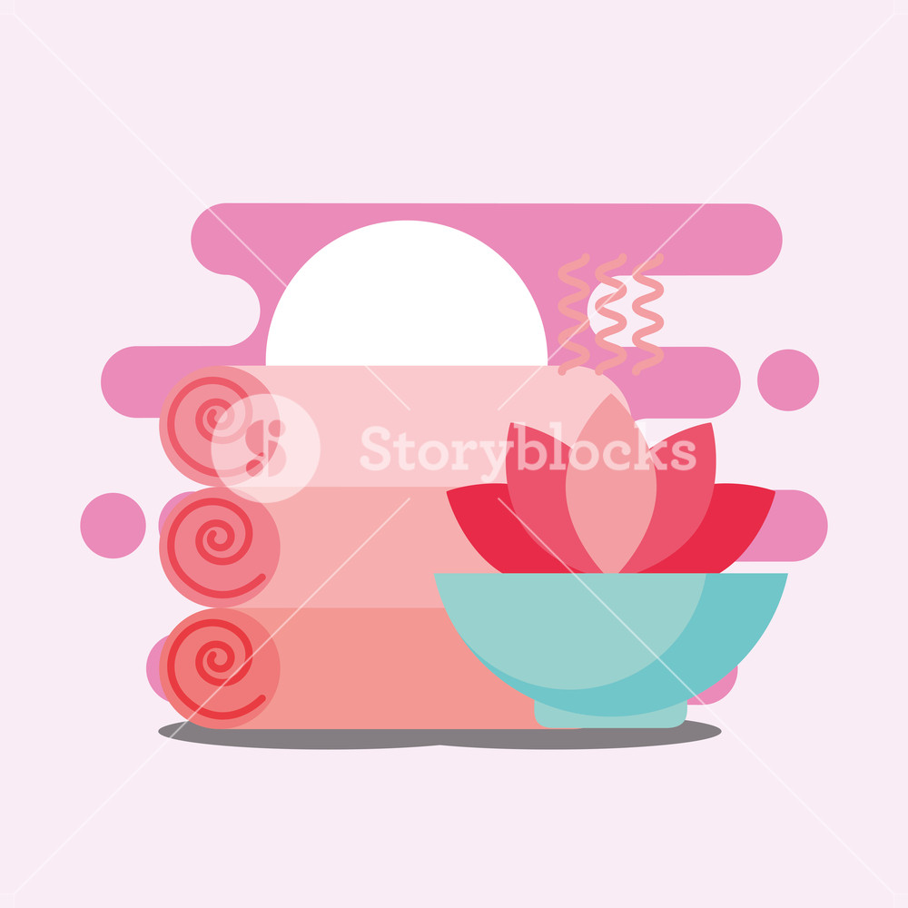 1000x1000 Massage Towels And Lotus Flower Spa Wellness Vector Illustration