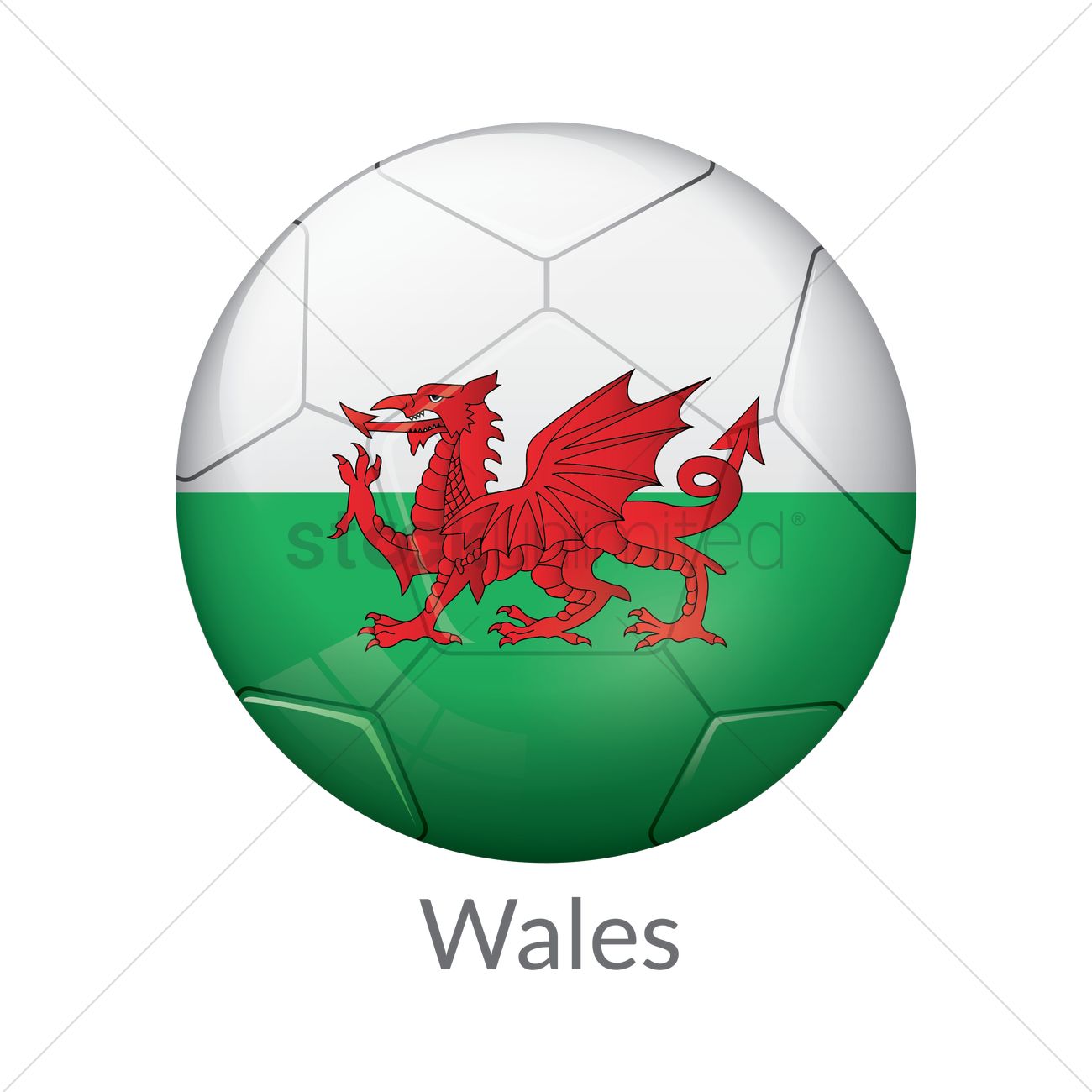 1300x1300 Soccer Ball With Wales Flag Vector Image