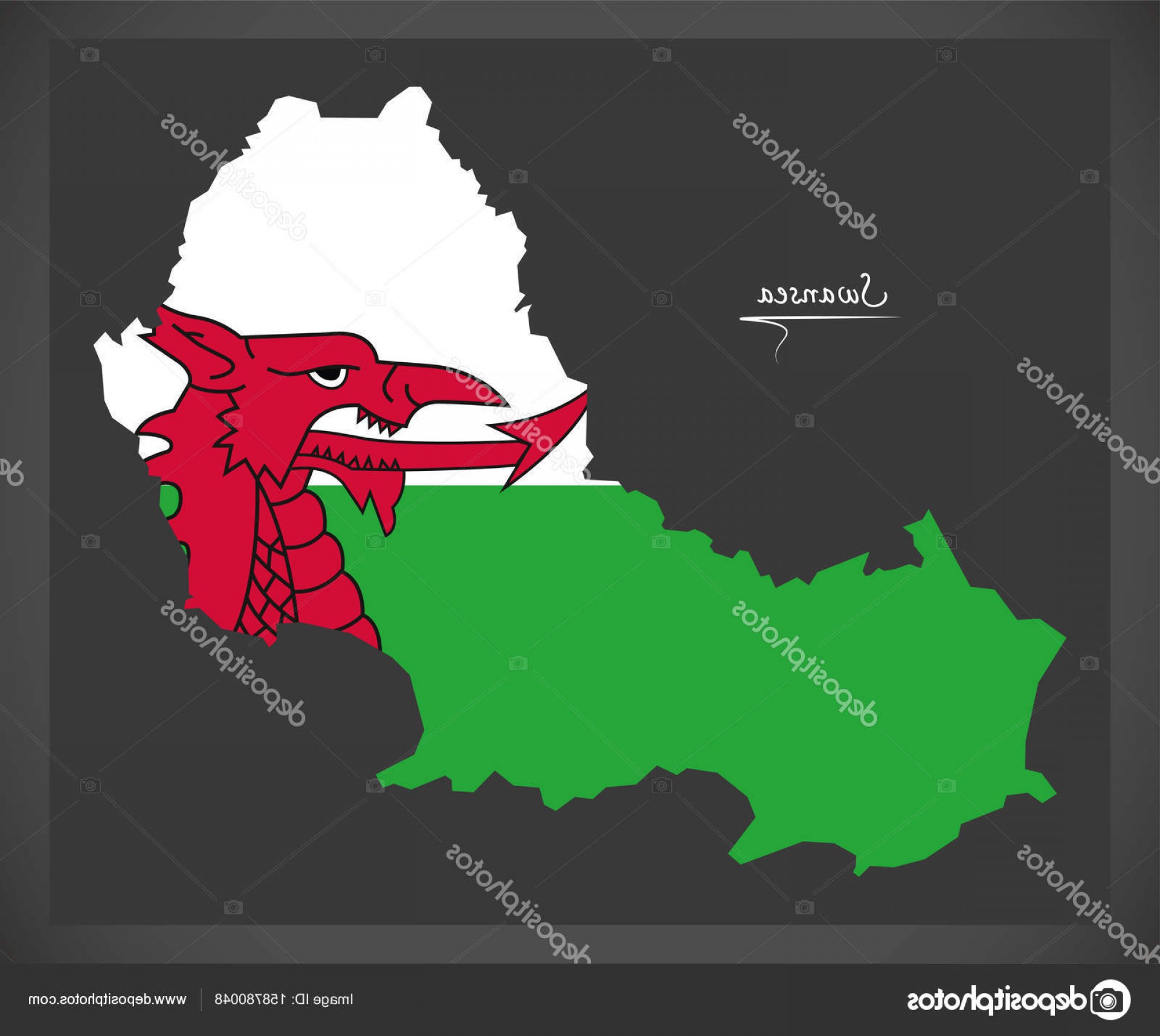 1920x1716 Stock Illustration Swansea Wales Map With Welsh Hoodamathrun