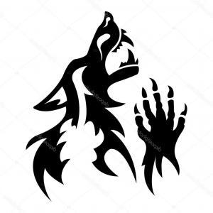 300x300 Stock Illustration Vector Werewolf Stencil Dark Tattoo Soidergi
