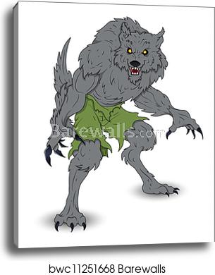 305x390 Werewolf Vector Illustration, Canvas Print Barewalls Posters