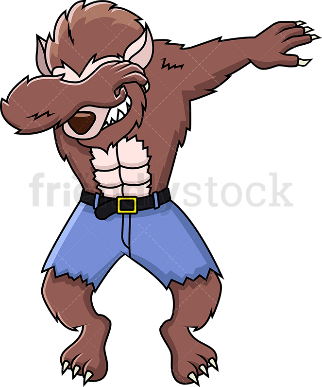 663x796 Dabbing Werewolf Cartoon Vector Clipart