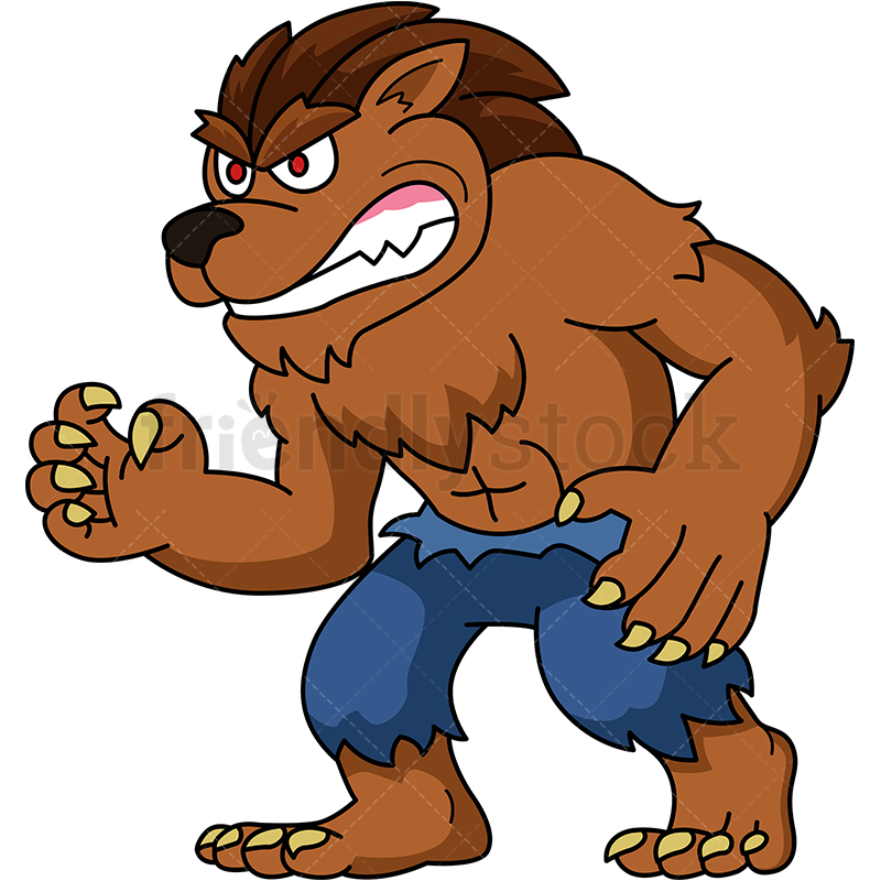800x800 Evil Werewolf Cartoon Clipart Vector