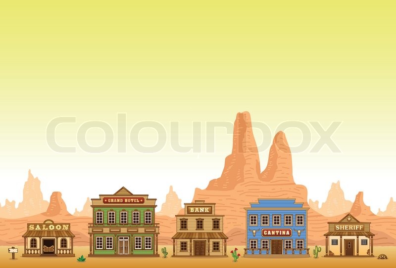 800x543 Wild West Town Game Buildings Seamless Stock Vector Colourbox