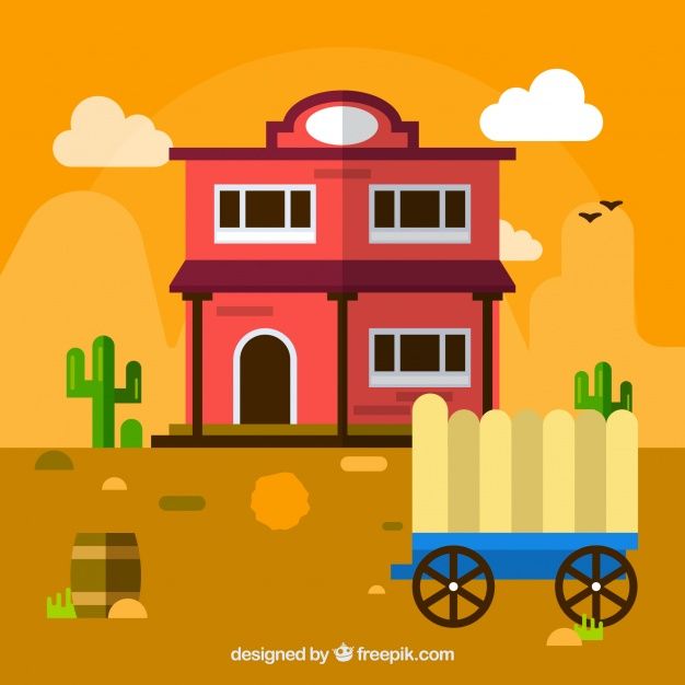 626x626 Wild West Background With Carriage And Saloon Free Vector