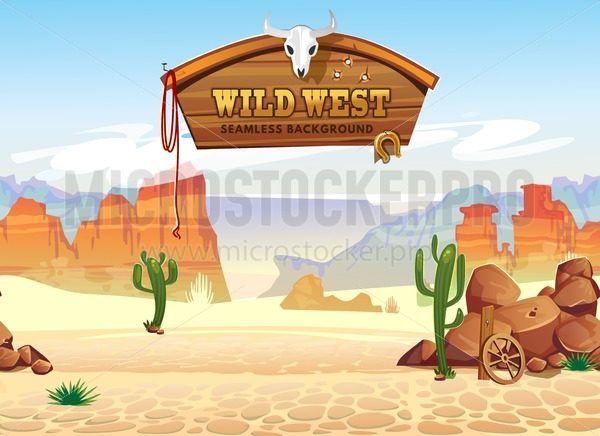 600x436 Wild West Seamless Pattern With Mountains And Cacti Retro Western