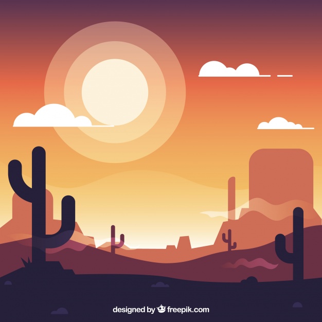 626x626 Flat Western Background With Cacti And Sun Vector Free Download