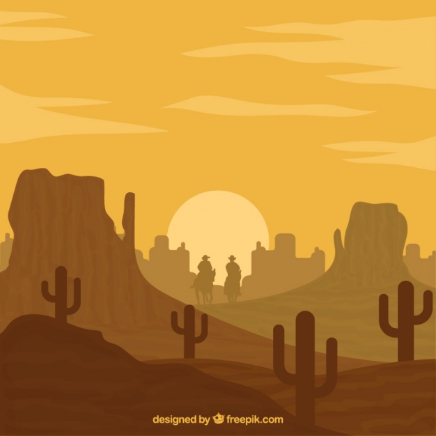 626x626 Flat Western Background With Two Cowboys Vector Free Download