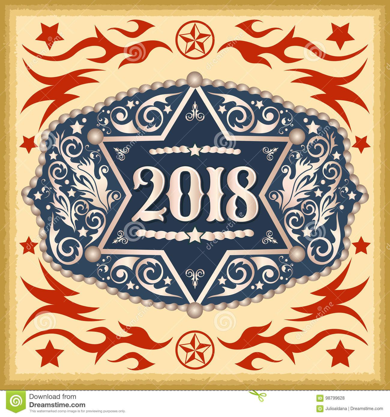 Western Belt Buckle Vector