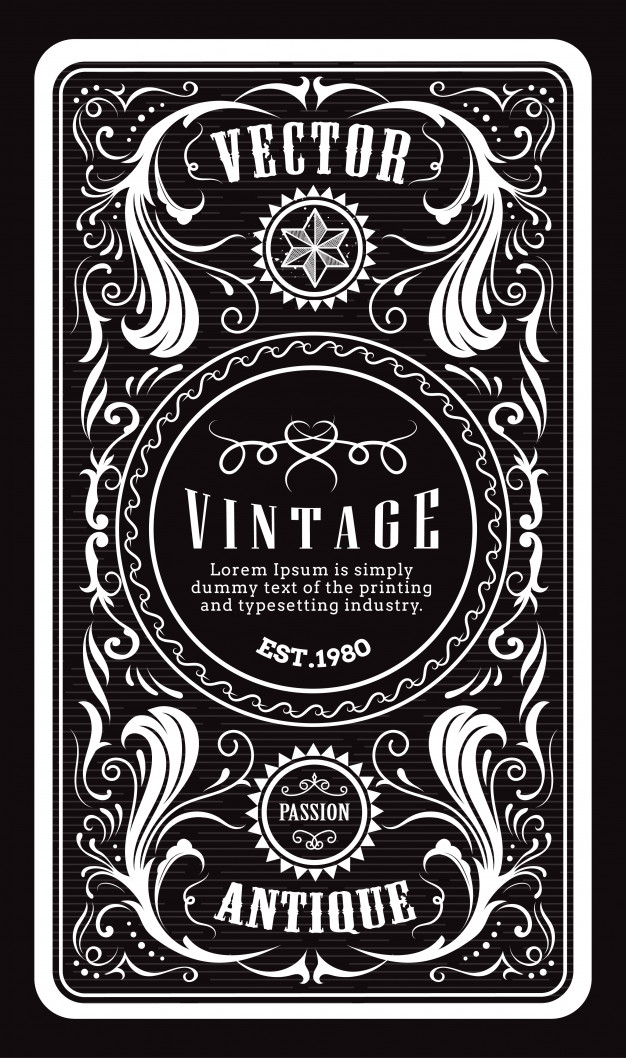 626x1058 Antique Engraving Vintage Frame Border Western Label Retro Hand