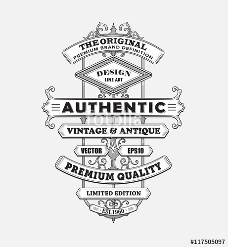 461x500 Vintage Western Antique Frame Label Typography Border Vector Ill