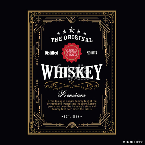 500x500 Whiskey Antique Border Vintage Frame Western Engraving Label Retro