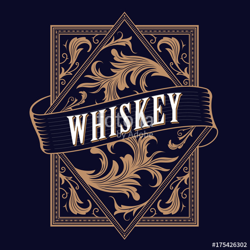 500x500 Antique Frame Vintage Western Border Label Hand Drawn Engraving