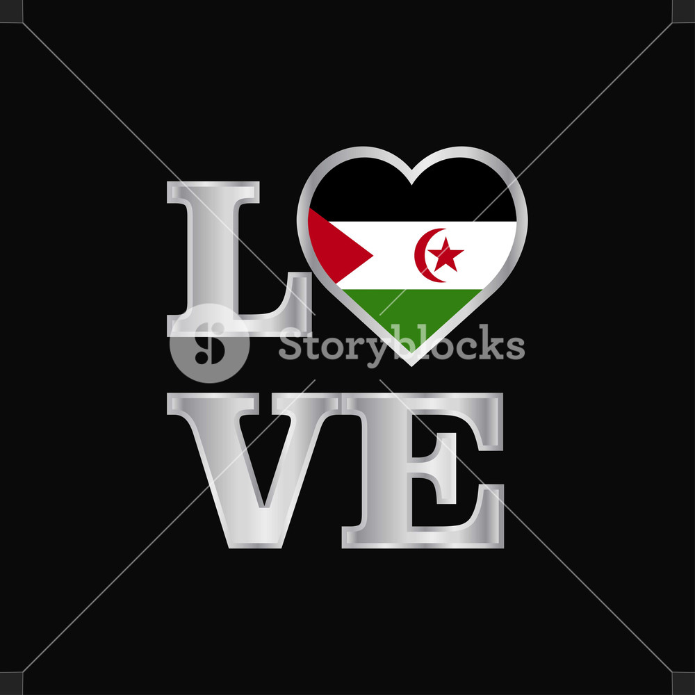 1000x1000 Love Typography Western Sahara Flag Design Vector Beautiful