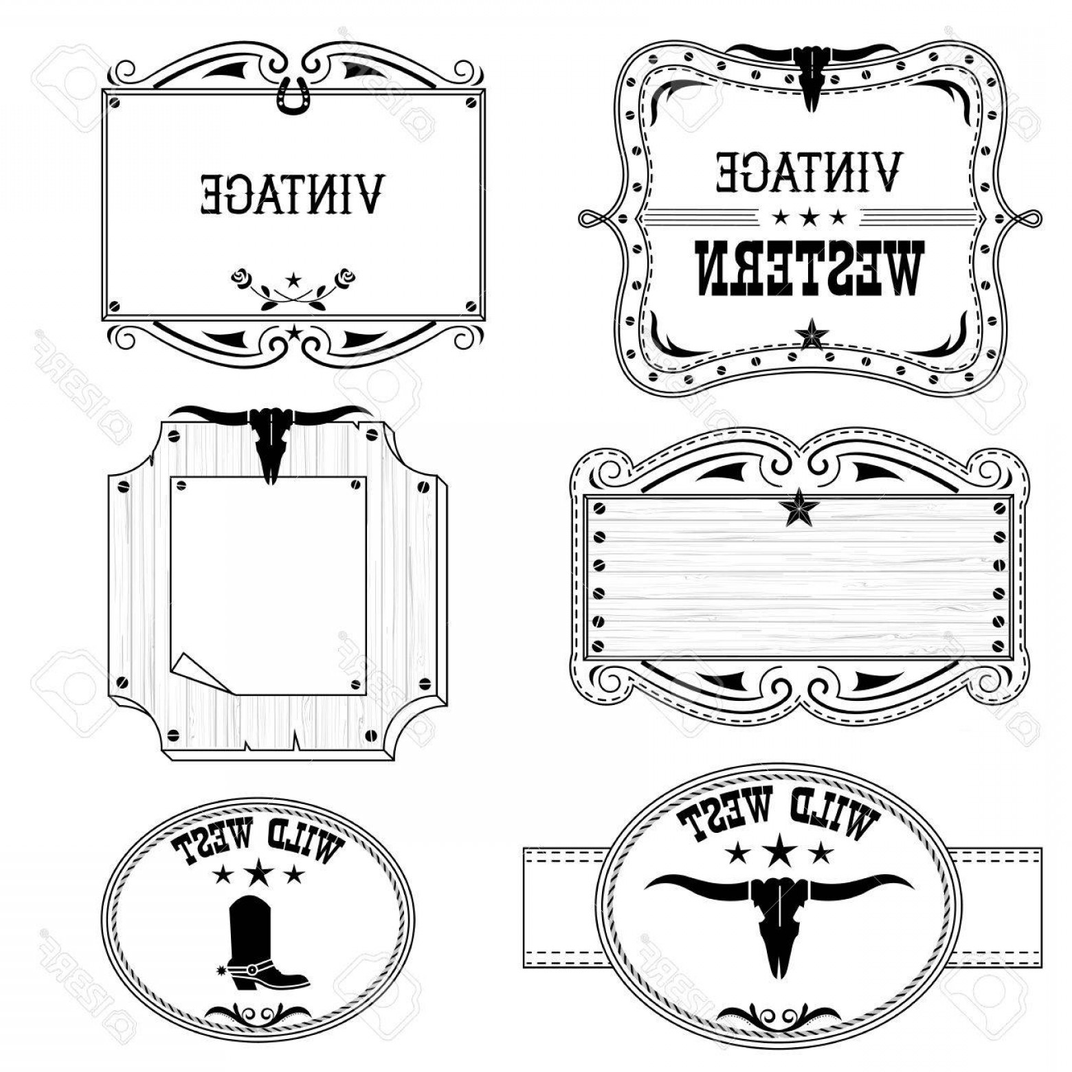 1560x1560 Photostock Vector Western Vintage Cowboy Labels Isolated On White