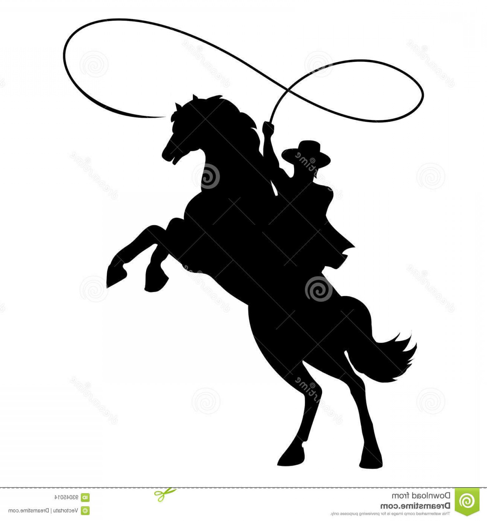 1560x1668 Stock Illustration Cowboy Silhouette Lasso Horse Rope Vector