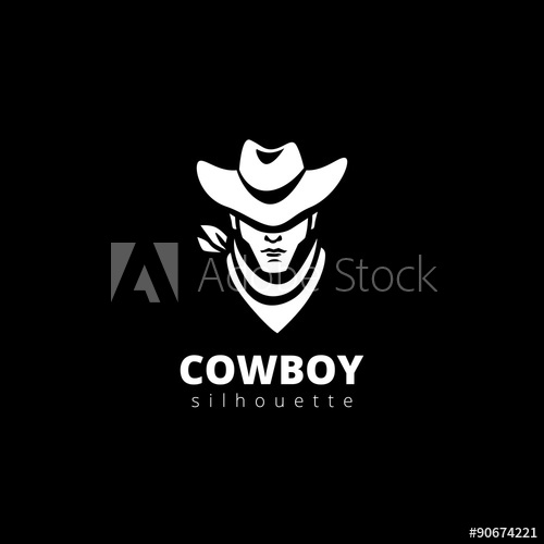 500x500 Cowboy Head Silhouette Logo Western Design Vector Icon