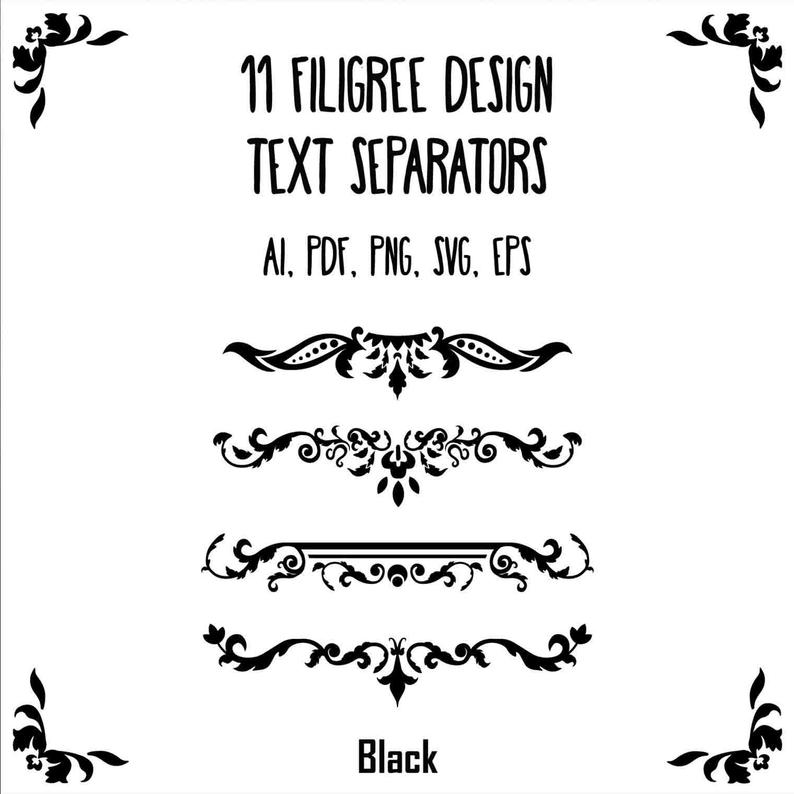 Filigree Text Divider Elegant Vector Header Decorative Digital Etsy 794x794 Filigree Text Divider Elegant Vector Header Decorative Digital Etsy
