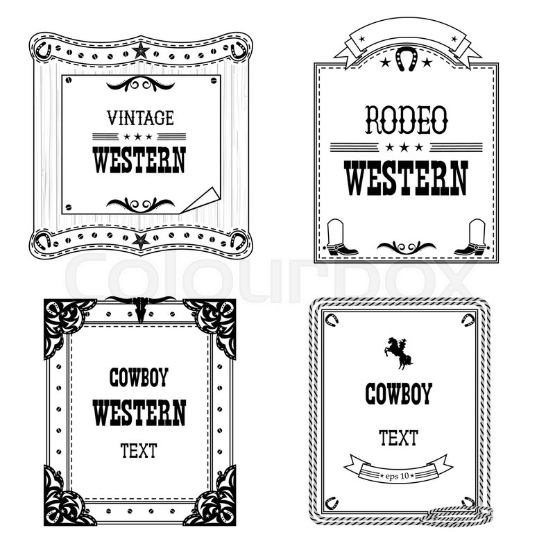 800x800 Set Of Labels And Frames In Western Stock Vector Colourbox
