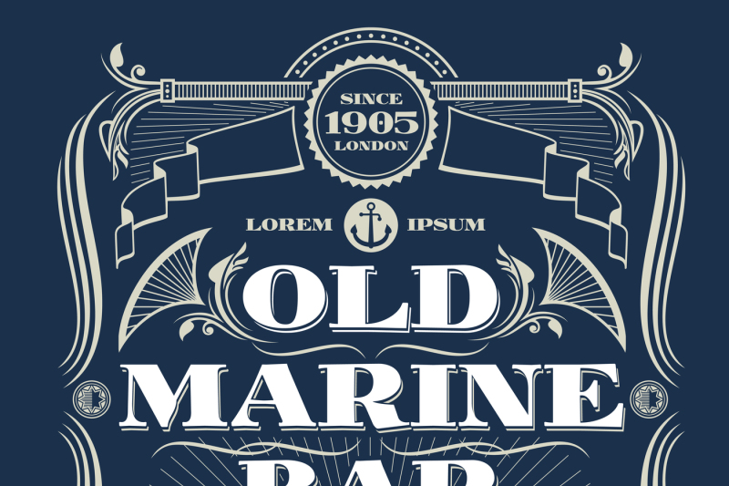 800x533 Vintage Border Western Vector Frame, Old Marine Bar Label