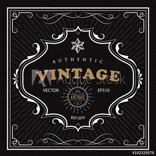 500x500 Vintage Frame Western Label Antique Frame Hand Drawn Retro Bord