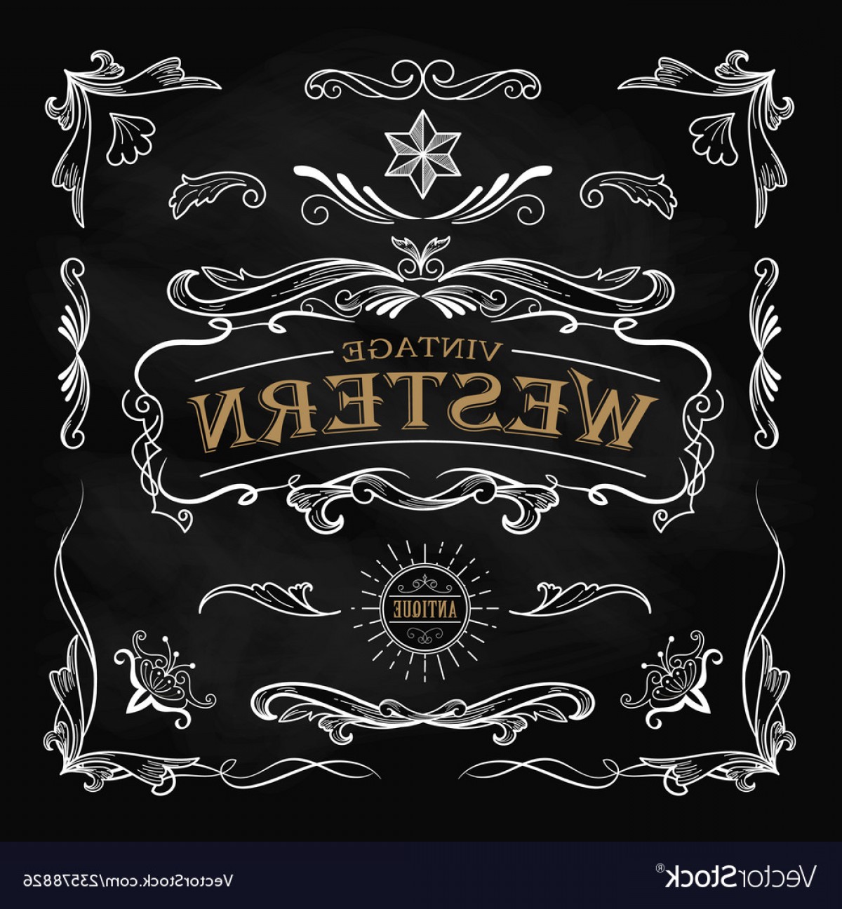 1200x1296 Western Frame Vector Cultracing