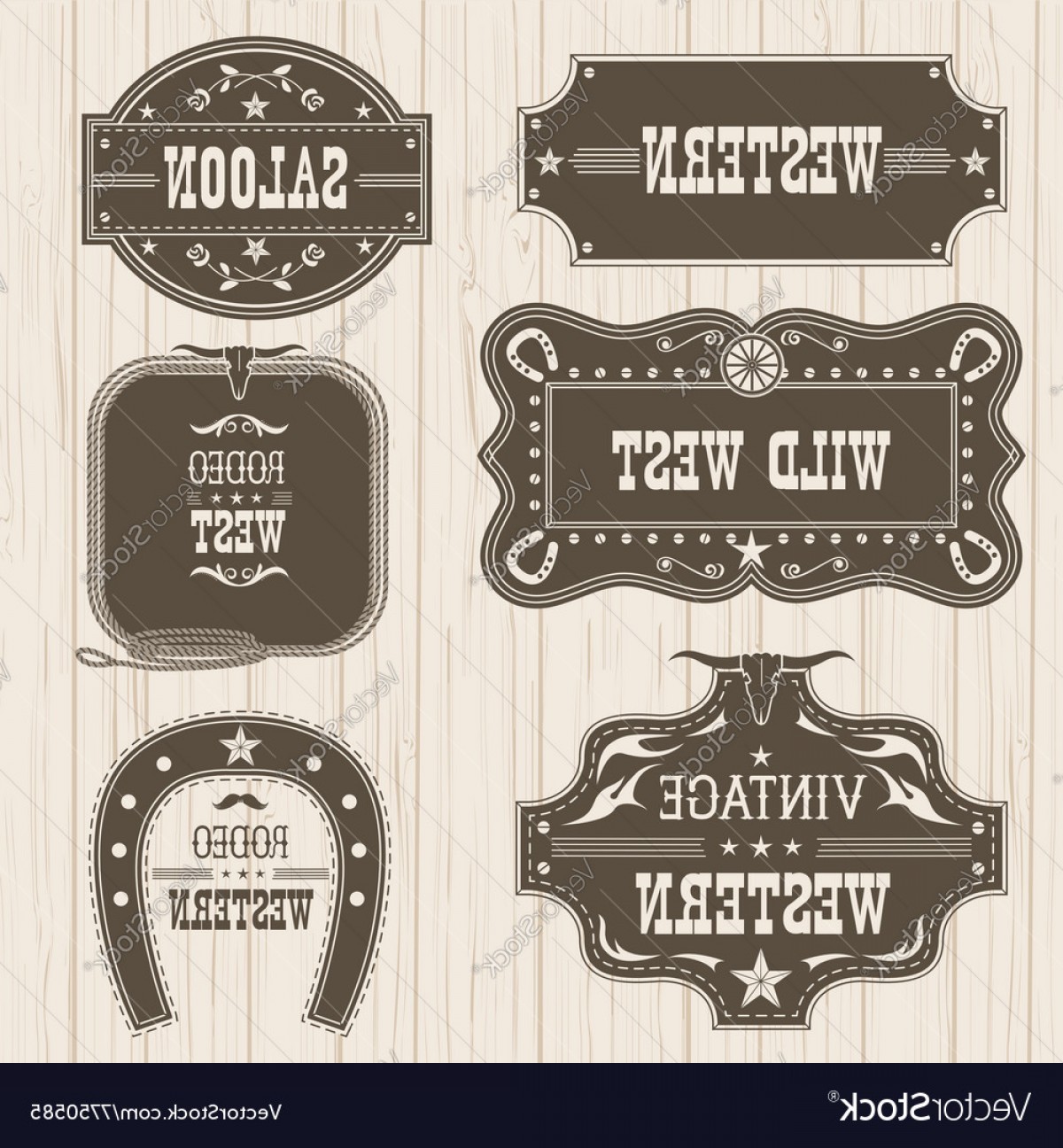 1200x1296 Western Vintage Labels Isolated For Design Frames Vector Geekchicpro