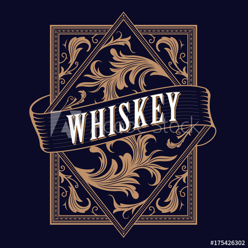 500x500 Antique Frame Vintage Western Border Label Hand Drawn Engraving