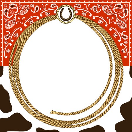 450x450 Cowboy Card Background With Rope Frame And Western Decoration