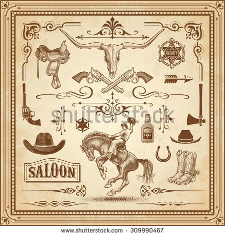 A Collection Of Wild West Ornament, With Frames, Rulers, Corner 450x470 A Collection Of Wild West Ornament, With Frames, Rulers, Corner